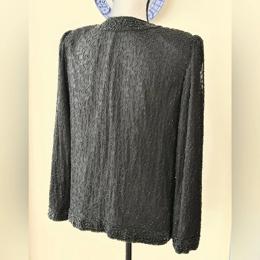 Laurence Kazar | Vintage Black Beaded Silk Jacket